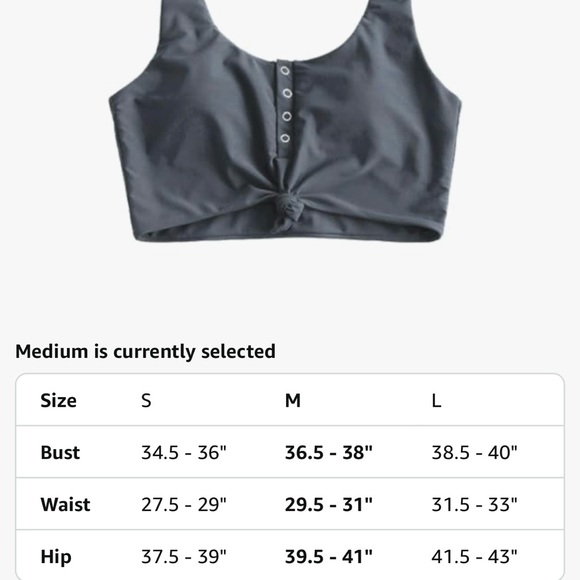 Zaful Gray Button-Front Bikini Top - Picture 3 of 6